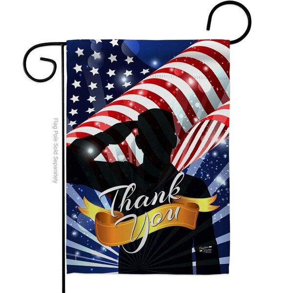 Patio Trasero 13 x 18.5 in. Thank You Garden Flag with Armed Forces Service Dbl-Sided Decorative Vertical Flags PA3877307